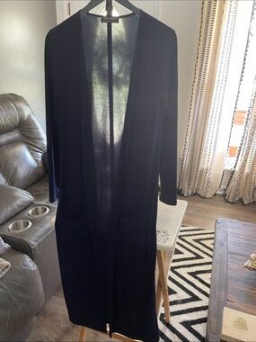 Open Front Longline Blazer Jacket with pockets - Navy (0063)